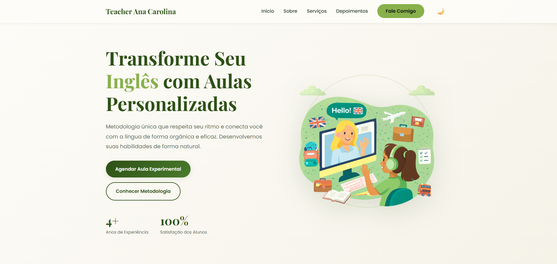 Screenshot do projeto Teacher Ana Carolina